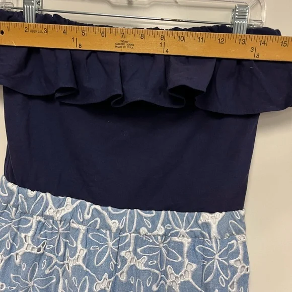 Lilly Pulitzer Blue Strapless Athens Tide‎ Eyelet Dress Sz. M - Picture 8 of 10